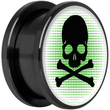 将图片加载到图库查看器,Green Black Skull Black Anodized Screw Fit Plug Set 18mm