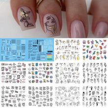 Load image into Gallery viewer, Avocado Fruit Transfer Nail Stickers Charms Winter Water Sticker For Nails Sliders Character Image Tattoo Decal Decoration Cute Summer Nail Art Stickers Summer Fruit Stickers on Nails Unicorn Banana Cherry Avocado Dog Strawberry Nail Art Decals