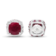 Load image into Gallery viewer, 6.12 Carat Dyed Ruby, Ruby and White Topaz .925 Sterling Silver Earrings