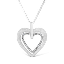 将图片加载到图库查看器,.925 Sterling Silver Prong-Set Diamond Accent Double Heart 18" Pendant Necklace (I-J Color, I1-I2 Clarity)