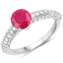 Load image into Gallery viewer, 1.49 Carat Genuine Ruby and White Diamond 14K White Gold Ring (I Color, SI Clarity)