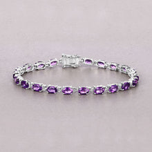 Load image into Gallery viewer, 7.98 Carat Genuine Amethyst .925 Sterling Silver Bracelet