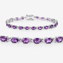 Load image into Gallery viewer, 7.98 Carat Genuine Amethyst .925 Sterling Silver Bracelet