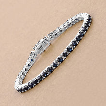 Load image into Gallery viewer, 8.36 Carat Genuine Blue Sapphire .925 Sterling Silver Bracelet