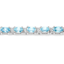 Load image into Gallery viewer, 8.84 Carat Genuine Blue Zircon and Topaz White .925 Sterling Silver Bracelet