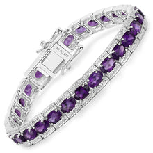 Load image into Gallery viewer, 12.18 Carat Genuine Amethyst .925 Sterling Silver Bracelet