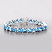 Load image into Gallery viewer, 35.20 Carat Genuine Swiss Blue Topaz .925 Sterling Silver Bracelet