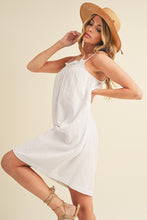 Load image into Gallery viewer, New Summer Embroidered Trim Gauze Square Neck Mini Cami Dress For Women –Elegant, Feminine & Stylish for Summer