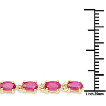 Load image into Gallery viewer, 14K Yellow Gold Plated 7.00 Carat Glass Filled Ruby .925 Sterling Silver Bracelet