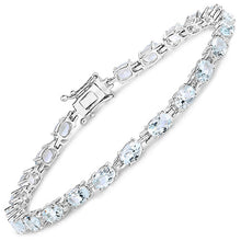 Load image into Gallery viewer, 8.80 Carat Genuine Aquamarine .925 Sterling Silver Bracelet