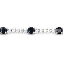 Load image into Gallery viewer, 6.21 Carat Genuine Blue Sapphire and White Zircon .925 Sterling Silver Bracelet