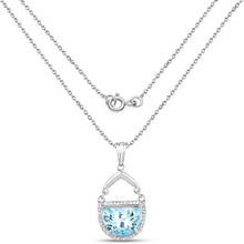 将图片加载到图库查看器,4.08 Carat Genuine Swiss Blue Topaz & White Topaz .925 Sterling Silver Pendant