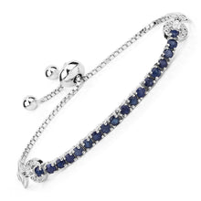 Load image into Gallery viewer, 2.41 Carat Genuine Blue Sapphire and White Zircon .925 Sterling Silver Bracelet