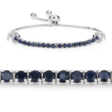 Load image into Gallery viewer, 2.41 Carat Genuine Blue Sapphire and White Zircon .925 Sterling Silver Bracelet