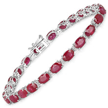 Load image into Gallery viewer, 12.78 Carat Genuine Ruby and White Diamond 14K White Gold Bracelet