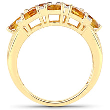 Load image into Gallery viewer, 14K Yellow Gold Plated 2.48 Carat Genuine Citrine & White Topaz .925 Sterling Silver Ring