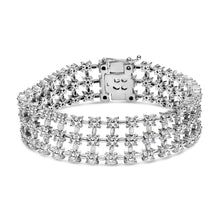 Load image into Gallery viewer, 18K White Gold 7 1/2 Cttw Diamond 3 Row Floral Link Bracelet (G-H Color, VS1-VS2 Clarity) - 7 " Inches
