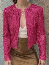 Load image into Gallery viewer, Elegant Women Full-Size Sequin Open Front Cropped Jacket With Glamorous Sparkle Luxury Women Party Jacket