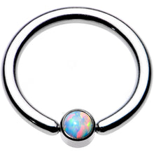 Load image into Gallery viewer, 12G 1/2 White Faux Opal 4mm Disc BCR Captive Ring
