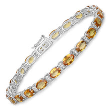 Load image into Gallery viewer, 16.73 Carat Genuine Orange Sapphire and White Diamond 14K White Gold Bracelet