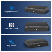 Load image into Gallery viewer, Lockable Storage Box with 3 Unlock Modes – Steel Security Box (Black)