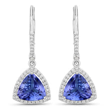 Load image into Gallery viewer, 4.61 Carat Genuine Tanzanite and White Diamond 14K White Gold Earrings