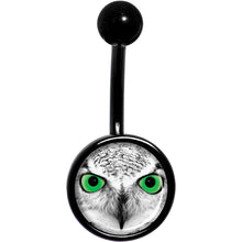 将图片加载到图库查看器,Black White Owl Black Belly Ring