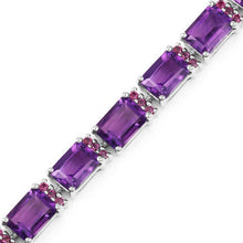 Load image into Gallery viewer, 21.84 Carat Genuine Amethyst and Rhodolite Granet .925 Sterling Silver Bracelet