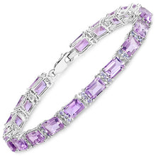 Load image into Gallery viewer, 19.19 Carat Genuine Amethyst and Tanzanite .925 Sterling Silver Bracelet