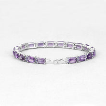 Load image into Gallery viewer, 21.84 Carat Genuine Amethyst and Rhodolite Granet .925 Sterling Silver Bracelet