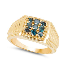 Load image into Gallery viewer, 14K Yellow Gold Plated 0.63 Carat Genuine Blue Diamond .925 Sterling Silver Ring