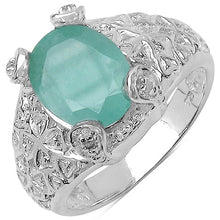 Load image into Gallery viewer, 2.52 Carat Genuine Emerald & White Topaz .925 Sterling Silver Ring