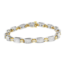 Load image into Gallery viewer, 14K Two-Tone Gold Princess and Baguette-Cut Diamond Link Bracelet (3.00 cttw, H-I Color, SI1-SI2 Clarity)