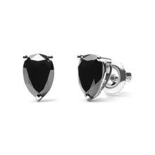 将图片加载到图库查看器,14K White Gold 2.00 Cttw Pear Cut Black Diamond Stud Earrings