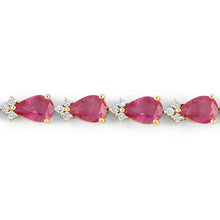 Load image into Gallery viewer, 9.33 Carat Genuine Ruby and White Diamond 14K Yellow Gold Bracelet
