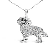 Load image into Gallery viewer, .925 Sterling Silver 1/3 Cttw White and Black Diamond Labrador Retriever Dog Pendant Necklace (I-J Color, I2-I3 Clarity) - 18" Inches