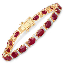 Load image into Gallery viewer, 16.52 Carat Genuine Ruby and White Diamond 14K Yellow Gold Bracelet