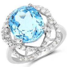 Load image into Gallery viewer, 7.32 Carat Genuine Swiss Blue Topaz & White Topaz .925 Sterling Silver Ring