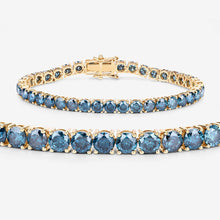 Load image into Gallery viewer, 14.33 Carat Genuine Blue Diamond 14K Yellow Gold Bracelet