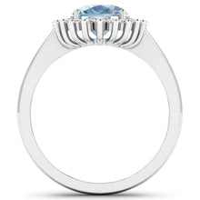 Load image into Gallery viewer, 1.24 Carat Genuine Aquamarine and White Diamond 14K White Gold Ring