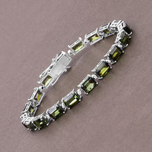 Load image into Gallery viewer, 19.04 Carat Genuine Green Tourmaline and White Diamond 14K White Gold Bracelet