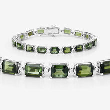 Load image into Gallery viewer, 19.04 Carat Genuine Green Tourmaline and White Diamond 14K White Gold Bracelet