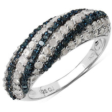 Load image into Gallery viewer, 1.25 Carat Genuine Blue Diamond and White Diamond .925 Sterling Silver Ring