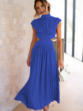 Load image into Gallery viewer, Modern Cutout Mock Neck Sleeveless Ruched Dress Elegant Dress For Women