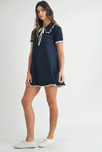Load image into Gallery viewer, Ruffle Trimmed Collar Fine Knit Mini Dress For Women – Ruffle Mini Dress, Fine Knit Dress, Collar Dress, Feminine Mini Dress, Chic Knit Dress