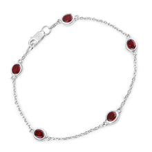 Load image into Gallery viewer, 2.25 Carat Genuine Garnet .925 Sterling Silver Bracelet