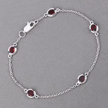 Load image into Gallery viewer, 2.25 Carat Genuine Garnet .925 Sterling Silver Bracelet