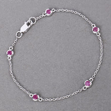 将图片加载到图库查看器,0.65 Carat Genuine Ruby .925 Sterling Silver Bracelet