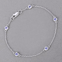 Load image into Gallery viewer, 0.50 Carat Genuine Tanzanite .925 Sterling Silver Bracelet