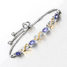 将图片加载到图库查看器,1.79 Carat Genuine Tanzanite and White Topaz .925 Sterling Silver Bracelet